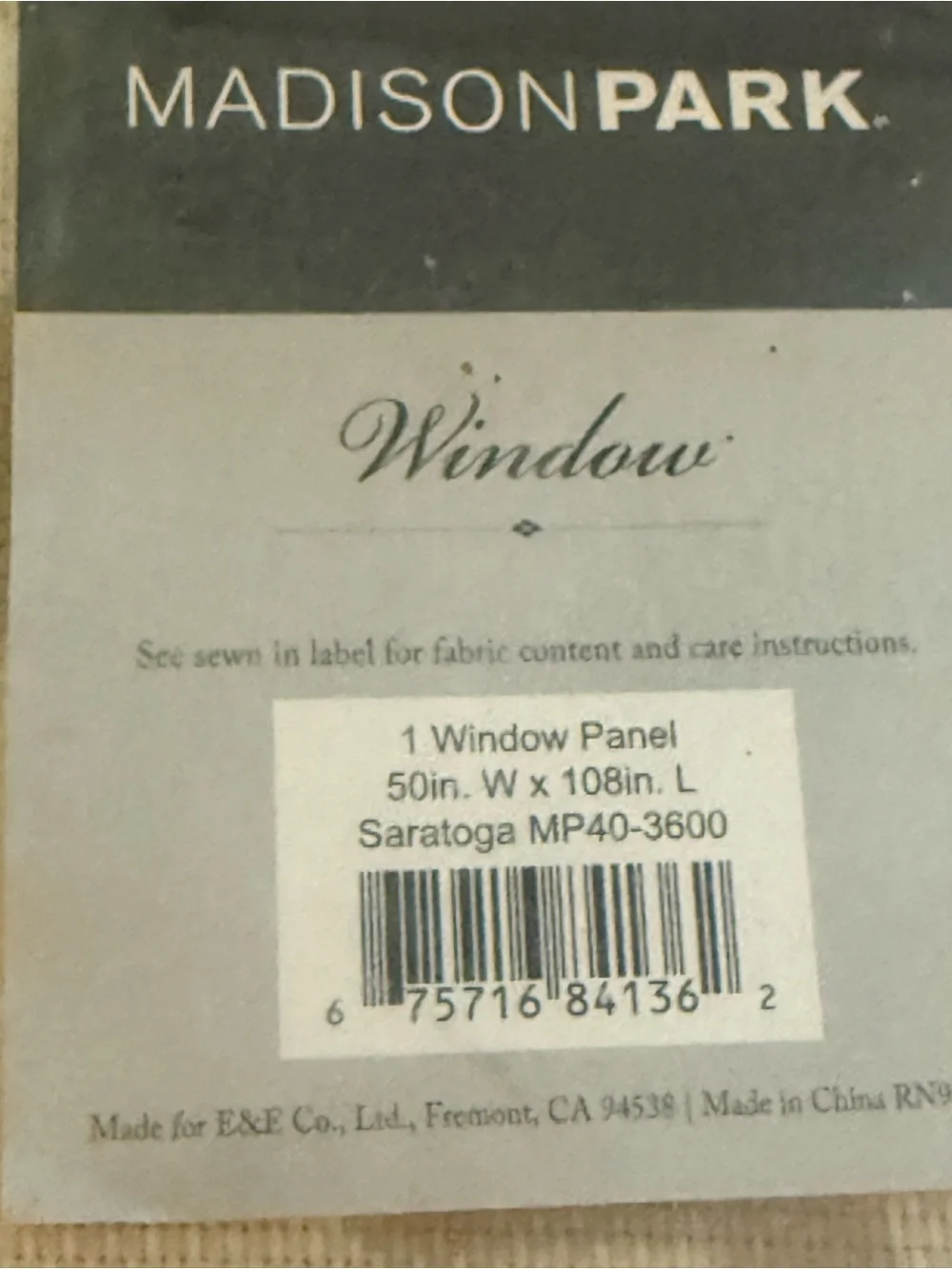 Madison Park Neutral Beige and Taupe Window Panel